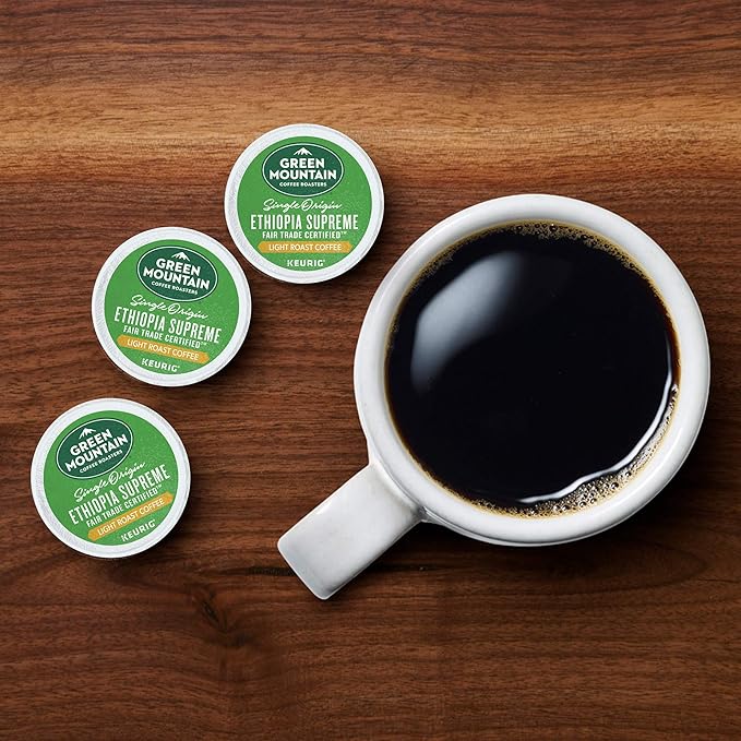 Green Mountain Coffee Ethiopia Supreme Keurig Single-Serve K Cup Pods Light Roast Coffee Ethiopia Supreme 72 Count