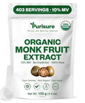 Organic Monk Fruit Extract Powder 125g (4.41oz) No Fillers Pure USDA Organic Monk Fruit Extract Sweetener with No Aftertaste Zero Calorie &amp Zero Carbs Keto &amp Paleo Friendly 403 Servings
