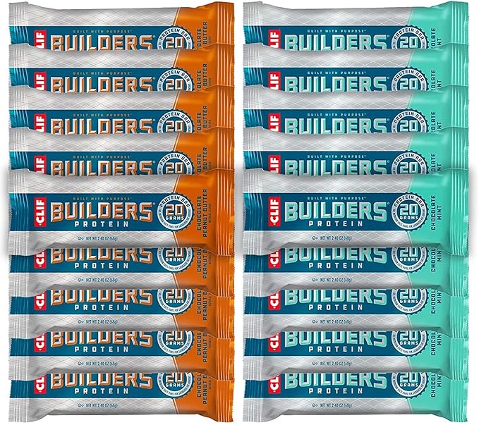 Clif Bar - Builder's Protein Bar Variety Pack 20g of Protein (Chocolate Mint &amp Chocolate Peanut Butter) - 18 Count