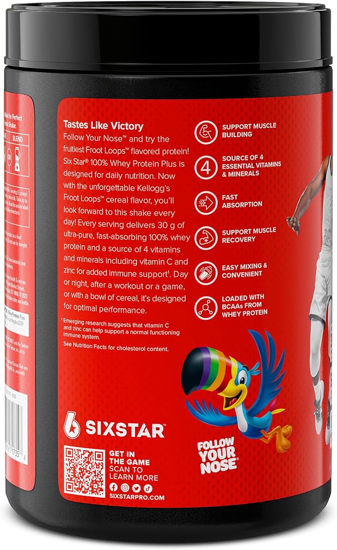 Six Star Whey Protein Powder Froot Loops Flavor &amp Triple Chocolate | Muscle Builder with 30g Protein | 1.8lb Each