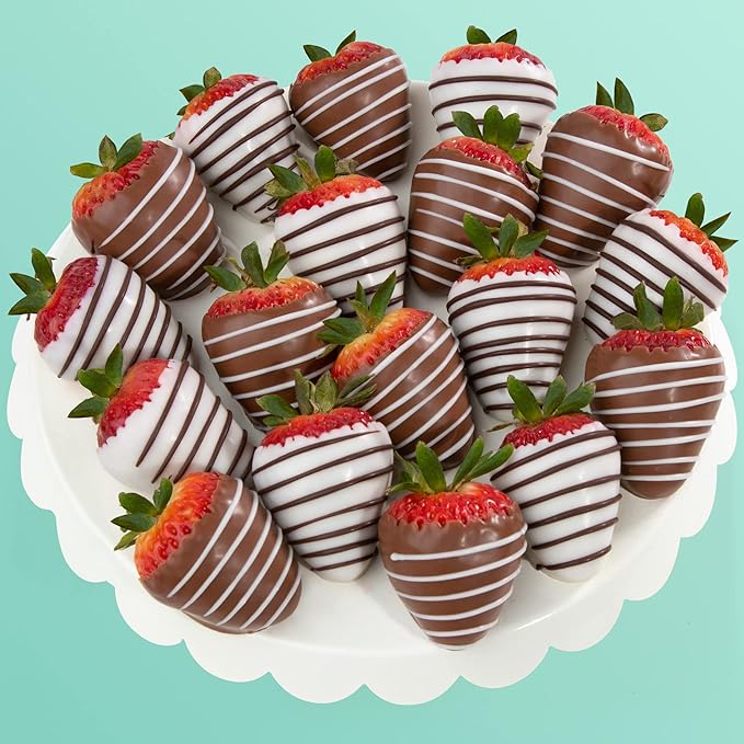 A Gift Inside 18 Berry Bites Milk Dark White Chocolate Covered Strawberries (Fun Size)