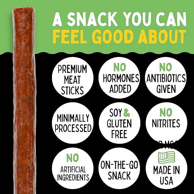 10 Flavor Variety Meat Sticks. No Added Nitrates Gluten Soy MSG Dairy Nuts. 8 Grass-Fed Beef Flavors 1 Free-Range Turkey Flavor &amp 1 Natural Pork Flavor (1 of Each 10-cnt 1-oz Stick)