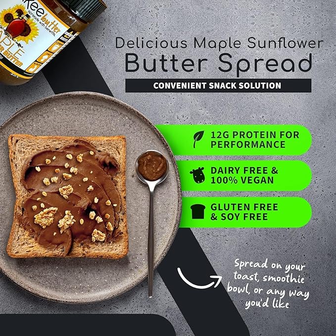 Nakee Butter: Maple Sunflower Vegan Butter High Daily Protein Nut Spread with 12g Protein Immune Boosting Blend with Cinnamon Ginger Elderberry &amp More Low Sugar (12 oz)