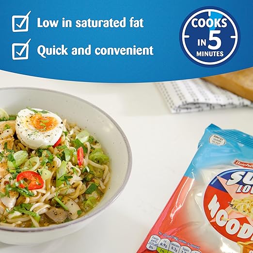 Batchelors Super Noodles Bacon Flavour Instant Snack Ready in 4 Minutes 90 g Packet (Pack Of 8)