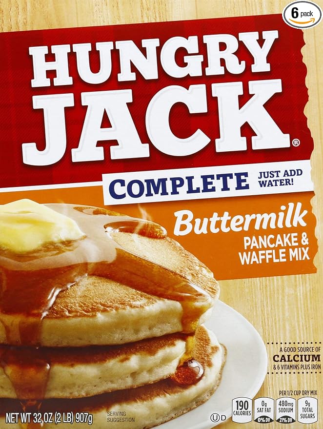 Hungry Jack Complete Buttermilk Pancake and Waffle Mix 32 Ounce (Pack of 6)