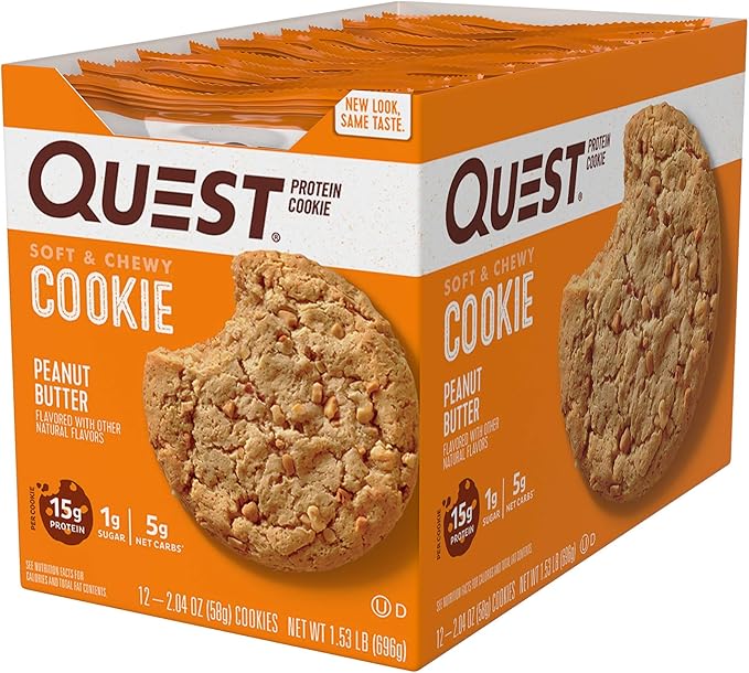 Quest Nutrition Protein Snacks Bundle - Peanut Butter Cups Peanut Butter Cookies and Chocolate Chip Cookies (12 Count Each)