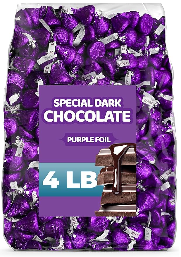 Special Dark Chocolate - 4 LB (Approx. 400 pcs) - Bulk Individually Wrapped Purple Foil Candy