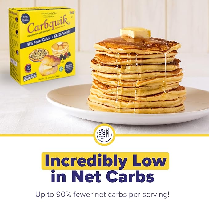 Carbquik Biscuit &amp Baking Mix (3 lb) Mix for Keto Pancakes Biscuits Pizza Crust Bread and More - Keto Food - No Sugar - Low Carb - Nut Free - Quick and Easy Keto Friendly Substitute for Tradit