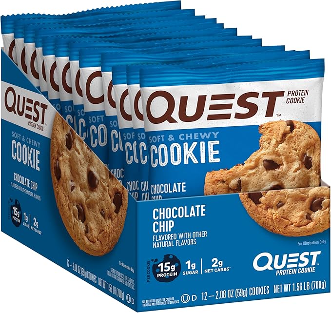 Quest Nutrition Mini Cookies &amp Cream Protein Bars High Protein Low Carb Keto Friendly 14 Count &amp Chocolate Chip Protein Cookie Keto Friendly High Protein Low Carb 12 Count