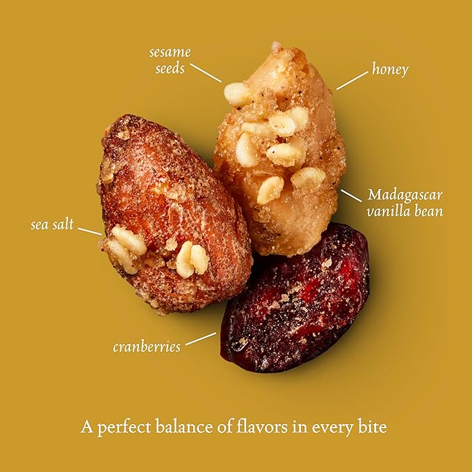Sahale Snacks Honey Almonds Glazed Mix 1.5 oz Grab &amp Go Bags (18 Packs) - Dry-Roasted Deluxe Mixed Nuts with Tart Cranberries &amp Madagascar Vanilla - Non-GMO Kosher &amp Certified Gluten-Fr