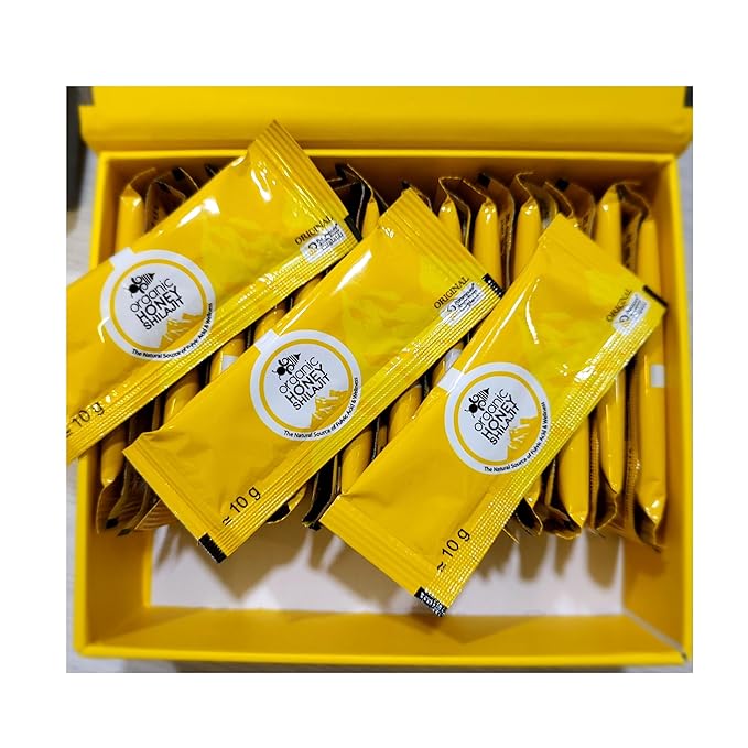 Paramount Organic Honey with Shilajit - Pure &amp Natural Jelly Honey Bee Pollen (Large Pack of 30 Sachets 10Gram Each)