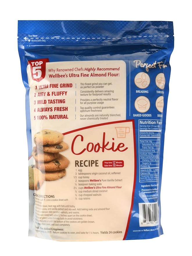 Wellbee's Almond Flour Extra Fine Gluten Free Blanched Low Carb All Purpose 5 lbs