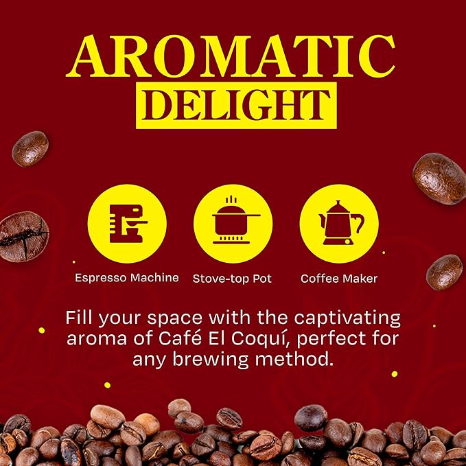 El Coquí Dark Roast Espresso Ground Coffee Rich Ground Coffee Bulk Coffee Authentic Puerto Rican Style Coffee Vacuum Sealed Ground Espresso Beans 8.83 oz (24 pack)