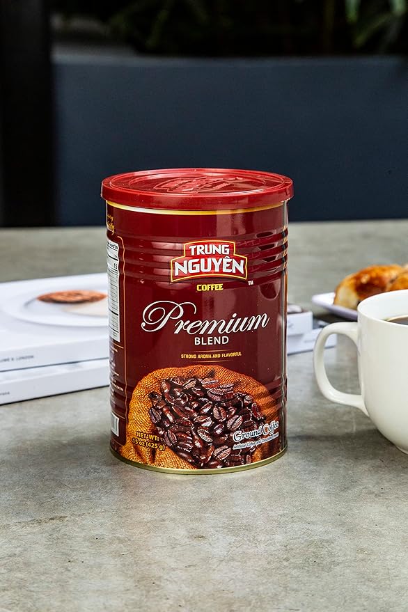 Trung Nguyen — Premium Blend — Roasted Ground Coffee Blend — Strong and Bold — Arabica &amp Robusta — Chocolate Flavor — Vietnamese Coffee 15 oz Can (Pack of 2)