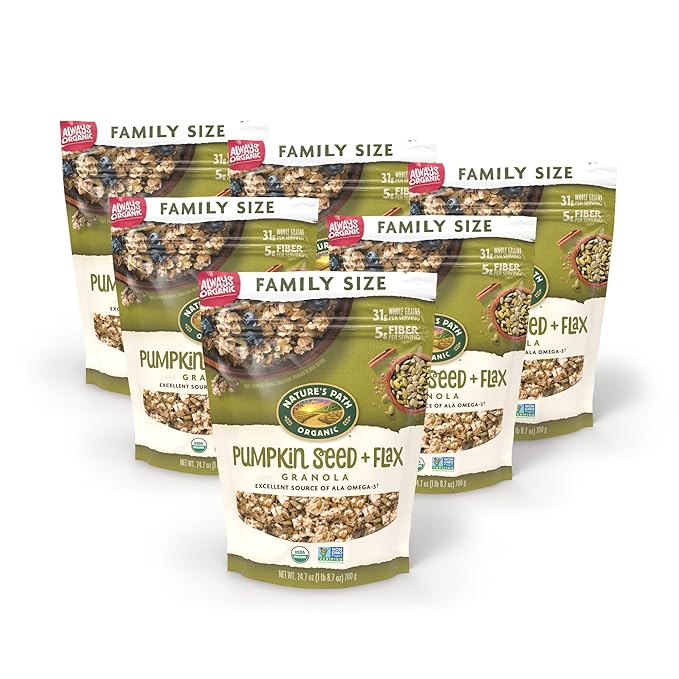 Nature's Path Organic Pumpkin Seed + Flax Granola 24.7 oz (Pack of 6) Non-GMO