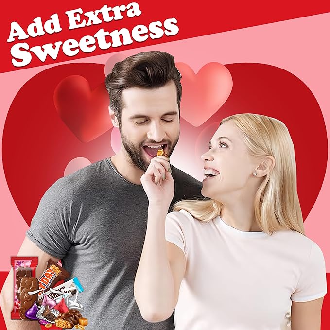 Valentine's Day Chocolate Candy Bulk 5 Lbs Mix Individually Wrapped Valentines Day Candy Assortment Heart Adorned Mini Milk Chocolate Bear Bars Red Pink Candy for Classroom Exchange and Gifting
