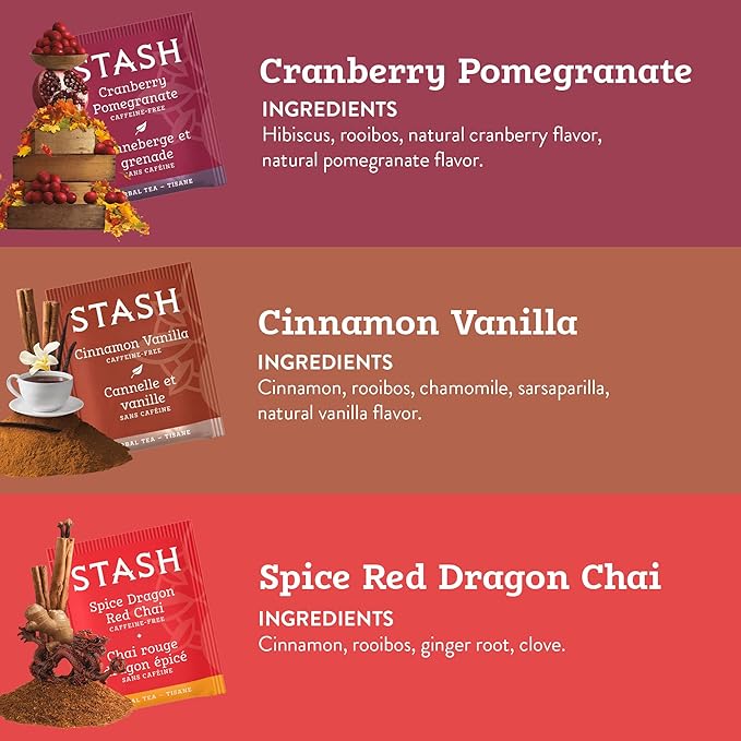 Stash Tea Fall for Autumn 6 Flavor Tea Sampler 6 Boxes With 20 Tea Bags Each (120 Tea Bags Total)