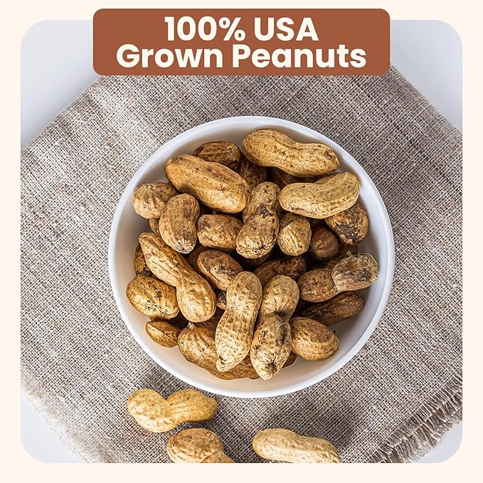 Wellsley Farms Unsalted Roasted In-Shell Peanuts USA Grown Whole with Shell Non-GMO Low Sodium Cholesterol-Free Shell-Cracking Snack for Game Day BBQ &amp Travel 5 lb Bag