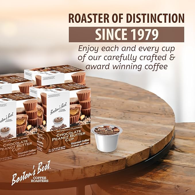 Boston’s Best - Chocolate Peanut Butter Medium Roast Flavored Gourmet Coffee Compatible with Keurig Coffee Maker 24 Count (Pack of 4)
