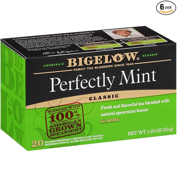 Bigelow Tea Perfectly Mint Black Tea Caffeinated with Spearmint 20 Count Box (Pack of 6) 120 Total Tea Bags