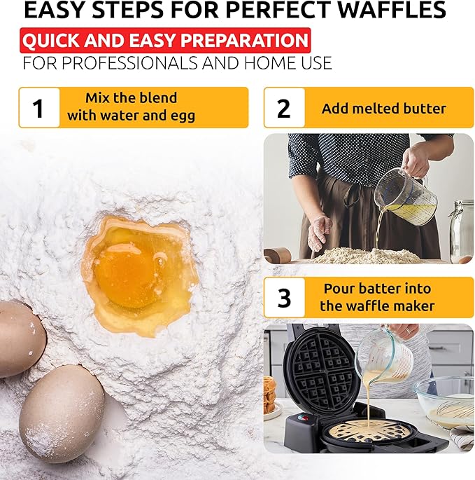Trendy Waffle &amp Pancake Mix | Bubble Belgian Cone | Natural Ingredients | Easy Preparation | Reach Vanilla Flavor | 15 Lbs