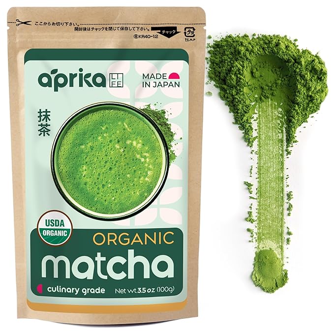 Matcha Powder Japanese USDA and JAS Organic Matcha Green Tea Powder Culinary Grade 2nd Harvest Unsweetened Perfect for Matcha Latte Smoothies Desserts - 3.5 oz/100g by AprikaLife
