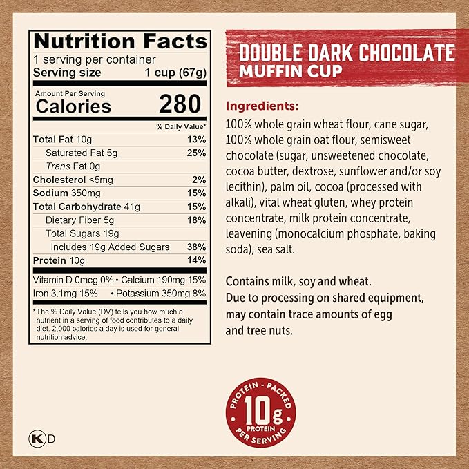 Kodiak Cakes Minute Muffin Cup Variety Pack - 100% Whole Grains Double Dark Chocolate Blueberry &amp Cinnamon Roll 2.36 oz (Pack of 12)