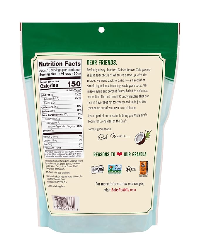 Bob's Red Mill Coconut Spice Granola 11oz (Pack of 6) - Non GMO Whole Grain Kosher