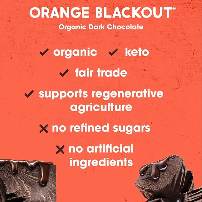 Alter Eco | Chocolate Bars | Pure Dark Cocoa Fair Trade Organic Non-GMO Gluten Free (12-Pack Orange Blackout)