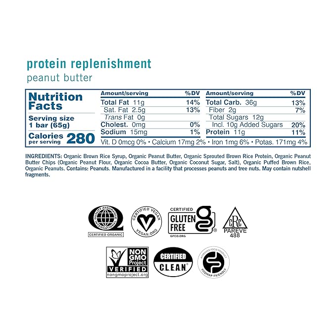 GoMacro MacroBar Organic Vegan Protein Bars Peanut Butter 2.3 Ounce Bars (Pack of 12)
