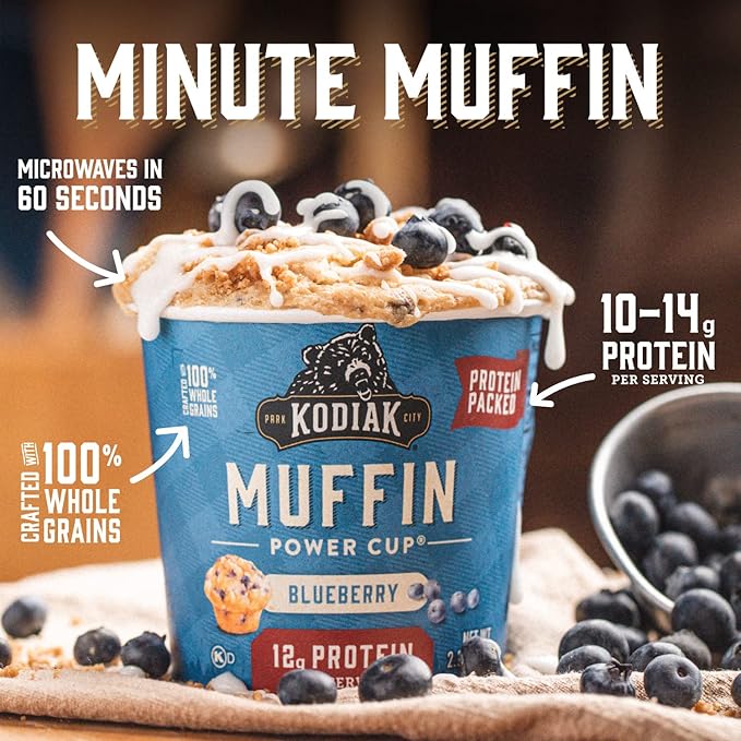 Kodiak Cakes Minute Muffins Mountain Blueberry 2.29 Ounce (Pack of 12) (Packaging May Vary)
