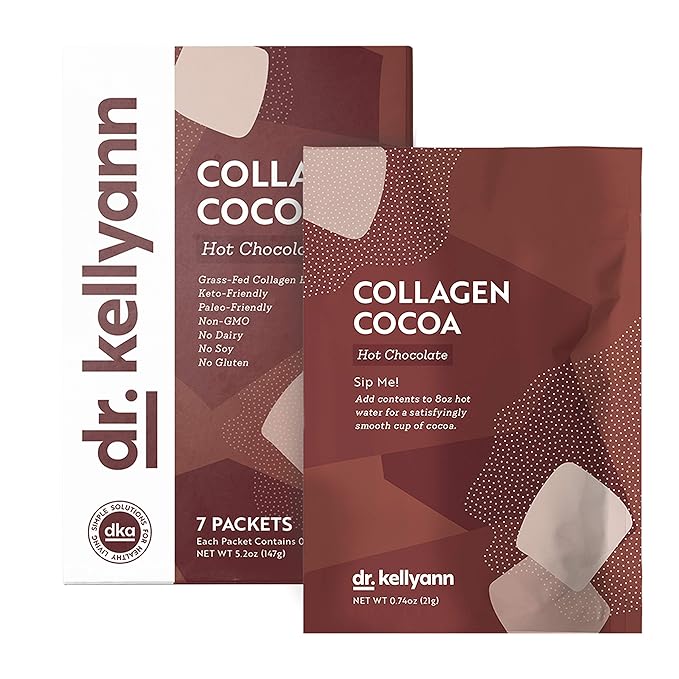 Dr. Kellyann Keto Cocoa Hot Chocolate Packets (7 Servings) – Grass-Fed Collagen &amp Coconut Milk Sugar-Free Keto-Friendly 1 Pack
