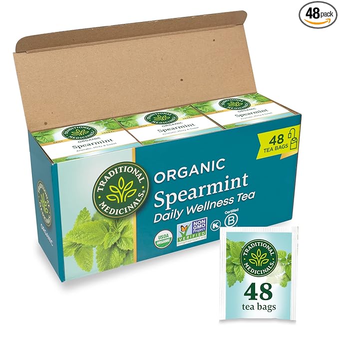 Traditional Medicinals Tea Organic Spearmint Supports Everyday Wellness Healthy &amp Refreshing 48 Tea Bags (3 Pack)
