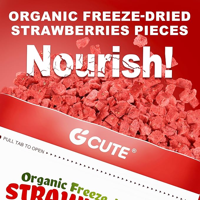 Organic Freeze Dried Strawberries Pieces - 10oz/284g Pack of 3 Crispy Dry Strawberry for Yogurt Smoothies Cereal &amp Baking | No Sugar No Additives &amp Natural Dehydrated Fruit Snacks for Kids