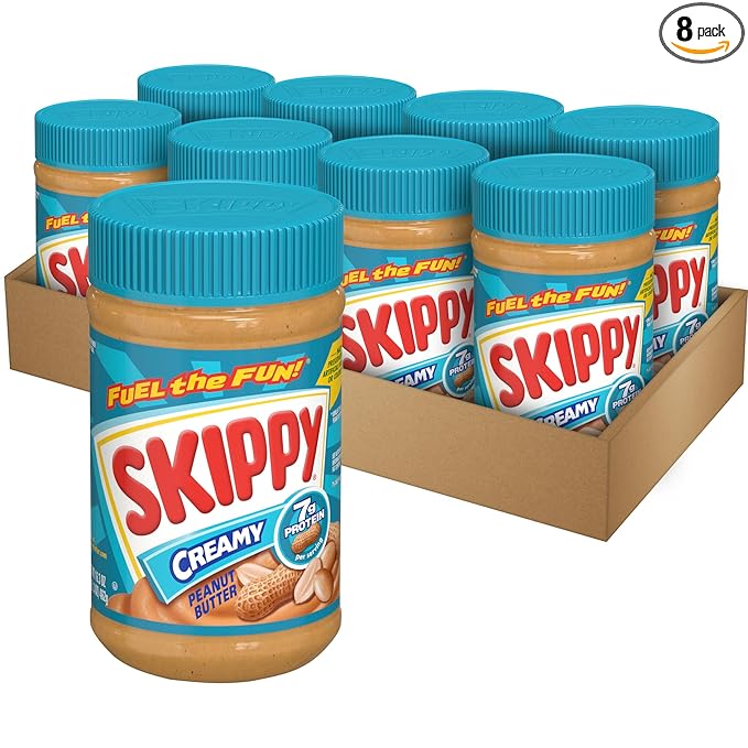 SKIPPY Creamy Peanut Butter 8-Pack 16.3 oz Jars Bulk Peanut Butter