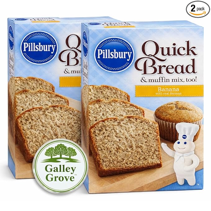 Pilsbury Quick Bread Banana Bread &amp Muffin Mix 14 oz (2-Pack) Bundle With Galley Grove Sugar-Free Breath Mints