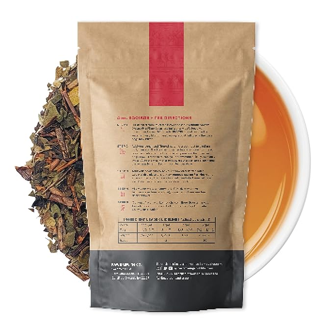 Kombucha.com Certified Organic Loose Leaf Rooibos &amp Tea - Kombucha Brewing Blends (Rooibos/Black/Green/White Tea Blend 8 oz + 50 XL FILTER BAGS) - 30% Rooibos 70% Tea