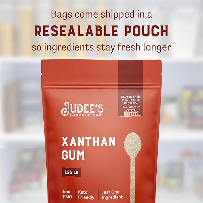 Judee's Gluten Free Xanthan Gum - Texture-Enhancing Bread Dough Thickener - Food Thickener for Soups &amp Sauces - Low-Carb Keto Baking &amp Syrups - 20 Ounce
