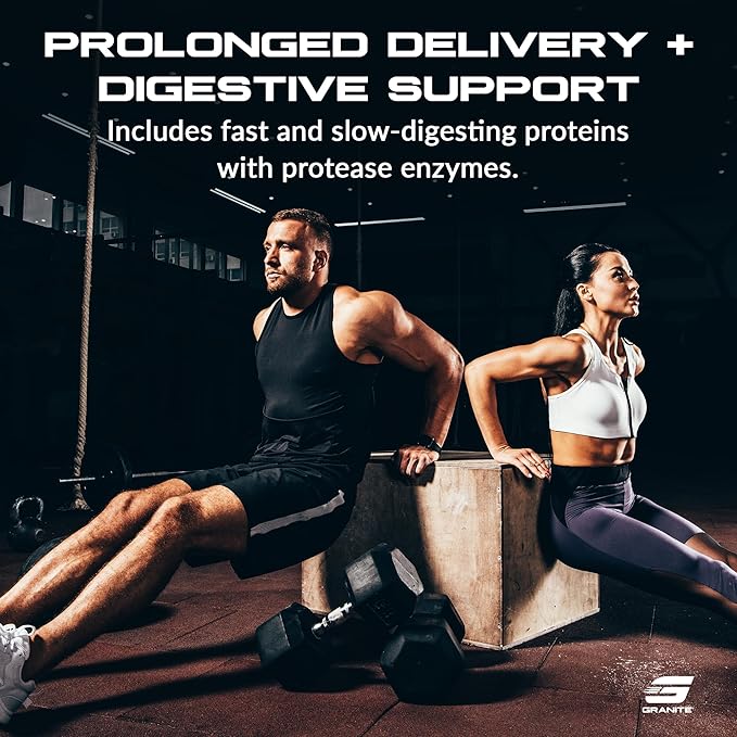 Granite Nutrition Protein Powder - Premium 5-Source Blend (Whey Casein Egg Grass-Fed Beef) for Lean Muscle and Recovery - Blueberry Muffin Flavor 30 Servings