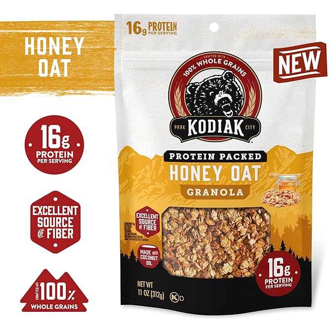 Kodiak Cakes Granola Honey Oat High Protein 100% Whole Grains (Pack of 5 pouches)