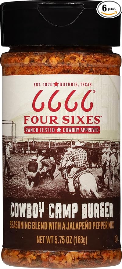 6666 Four Sixes Cowboy Camp Burger Seasoning 5.75 Ounce (Pack of 6)