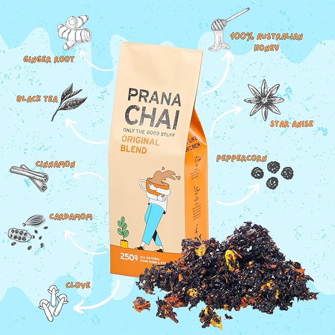 Prana Chai 3 Flavor Sampler - Masala Original Chai Turmeric Blend Peppermint