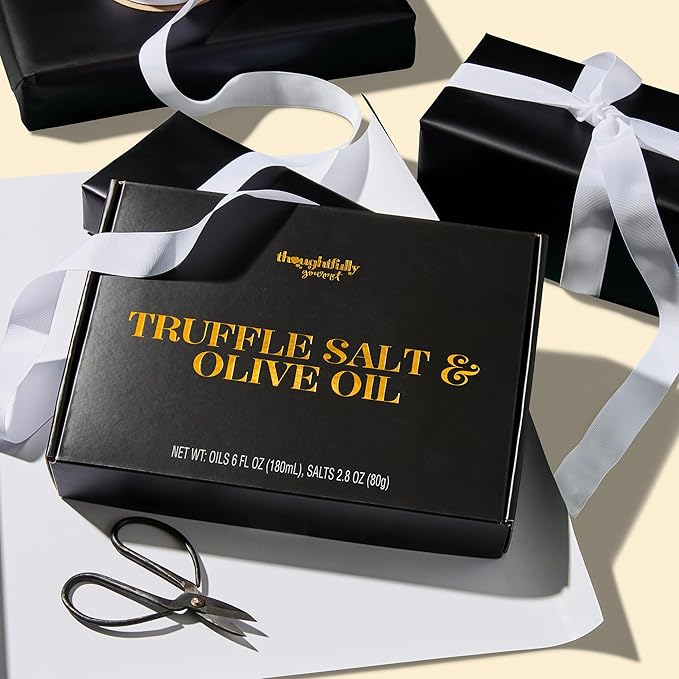 Thoughtfully Gourmet Truffle Salt &amp Olive Oil Gift Set Includes 4 Premium Extra Virgin Olive Oil 2 Truffle Salts with Real Truffles Set of 6