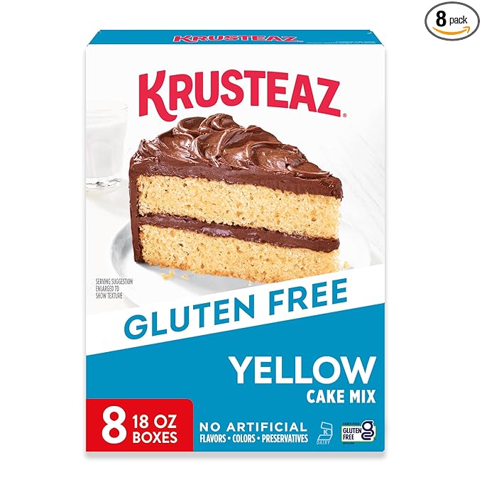 Krusteaz Gluten Free Yellow Cake Mix No Artificial Flavors Colors or Preservatives 18 oz Boxes (Pack of 8)
