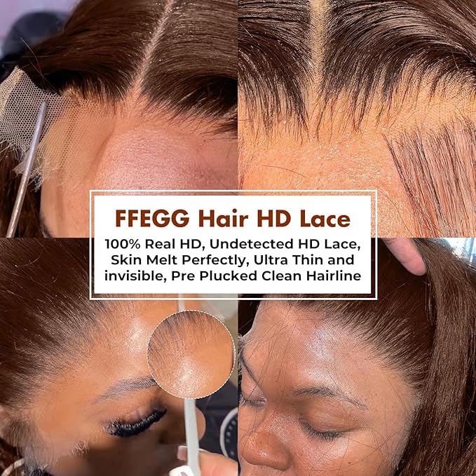 2x6 Skinlike Real HD Lace Closure Chocolate Brown Human Hair Wig 0.095mm Ultra-thin HD Lace 15A Brazilian Body Wave Virgin Human Hair Lace Closure Wigs For Black Women (26 Inch)