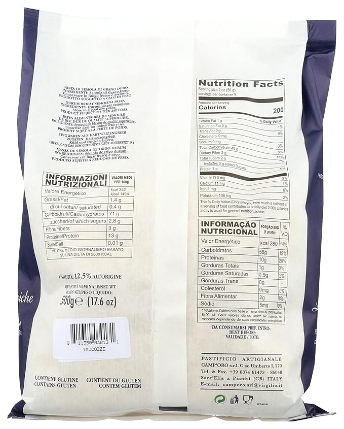 Camp'Oro Le Regionali Taccozze Pasta Pack of 4 Bag