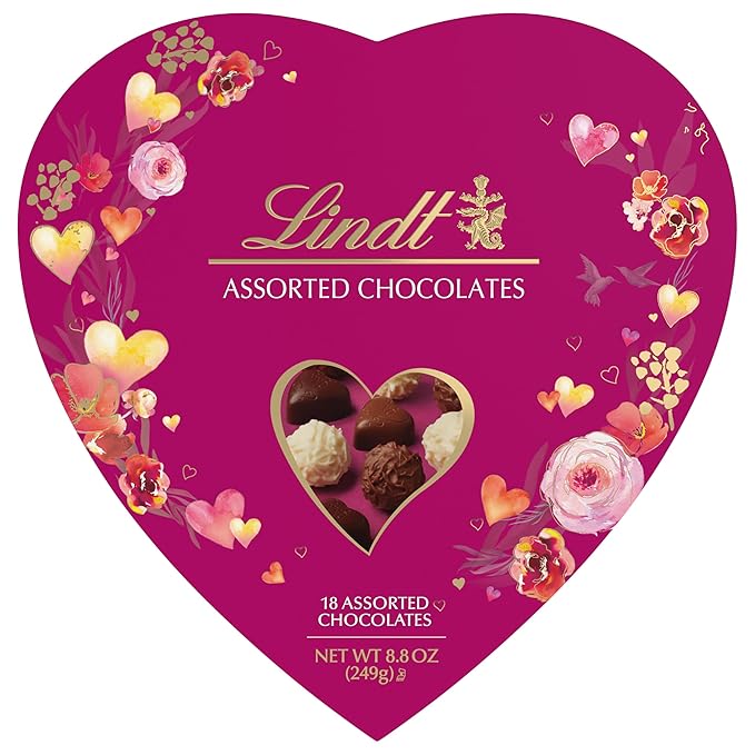 Lindt Valentine's Classic Heart Assorted Gourmet Chocolate Candy Truffles 8.8 oz.