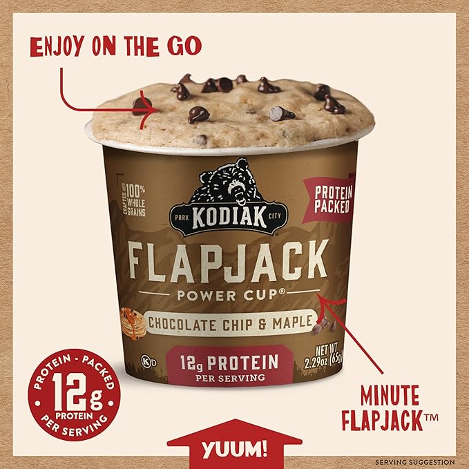 Kodiak Cakes Pancake On The Go Chocolate Chip &amp Maple 2.29 Oz (Pack Of 12)
