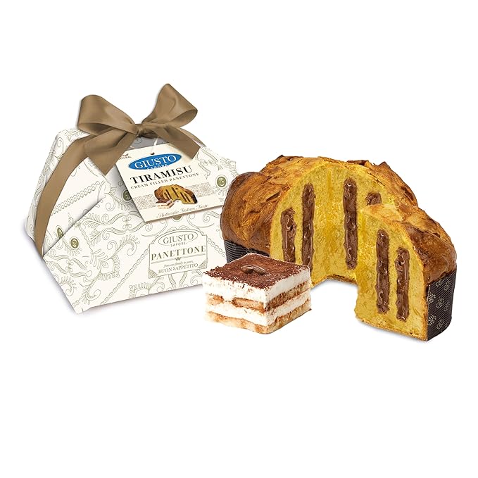 Giusto Sapore Authentic Italian Panettone Filled with Tiramisu Cream - New and Imported from Italy Family Owned - 28.21 oz