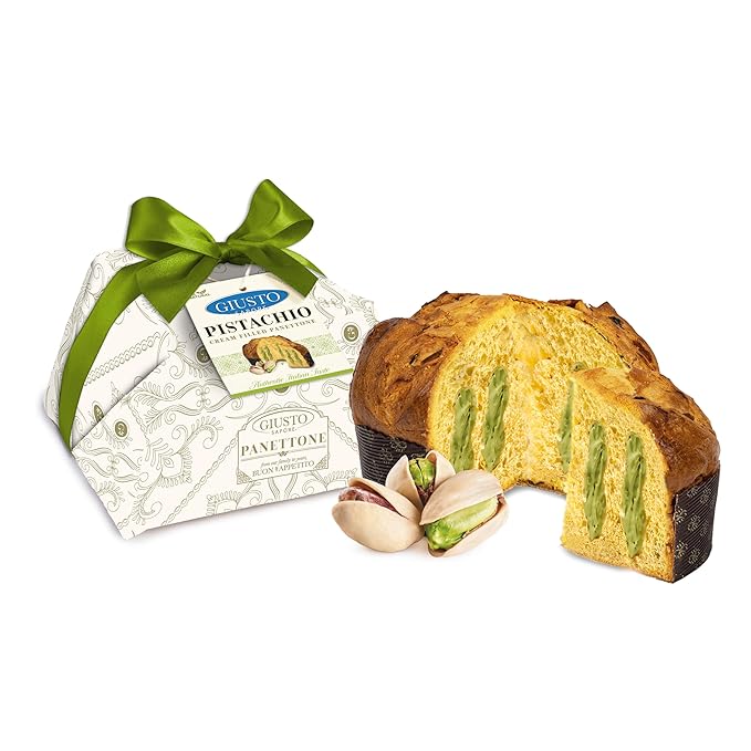 Giusto Sapore Authentic Italian Panettone Filled with Pistachio Cream - New and Imported from Italy Family Owned - 28.21 oz